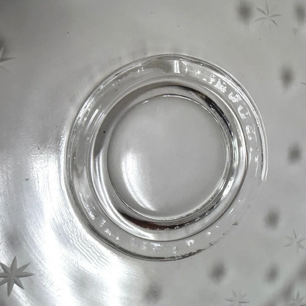 Vintage Clear Glass Cake Stand Hobnail Beaded Rim Etched Starburst 8.25 Inch